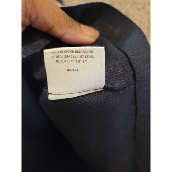 Eileen Fisher Organic Linen Pants Wmn L Blue Career Casual Straight Leg Minimal - Picture 7 of 13